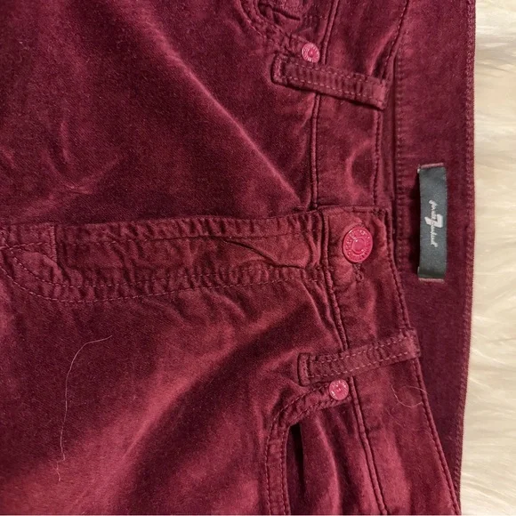7 For All Mankind Women's Burgundy Velvet Straight Leg Jeans - Picture 3 of 5